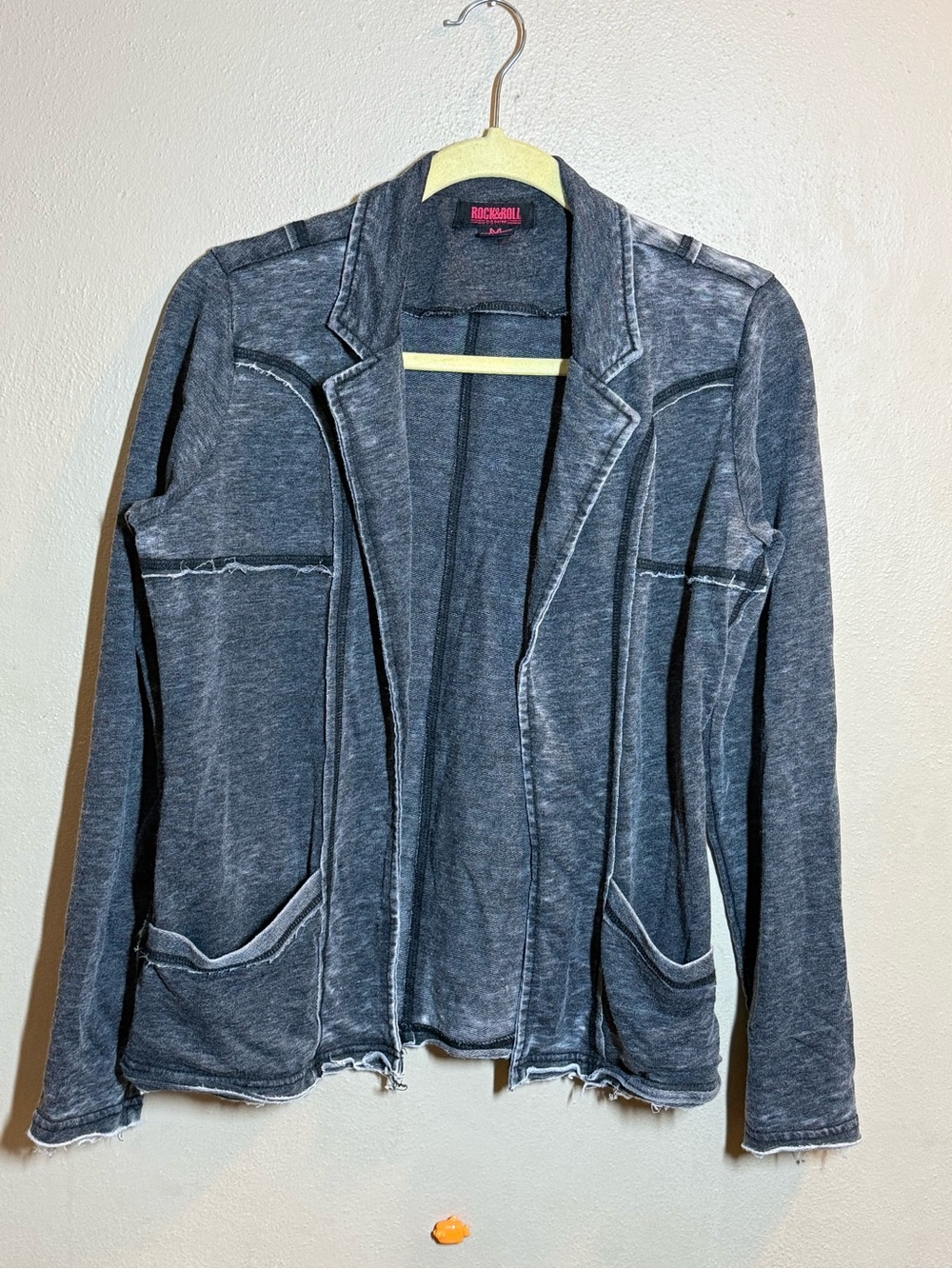 Rock & Roll Denim Cowgirl Mineral Wash Distressed Blazer Sz Med Like New!